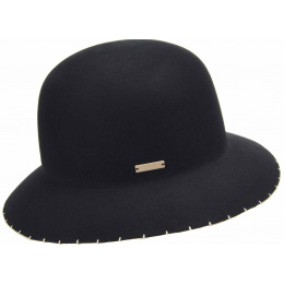 Adele Black Felt Cloche Hat - Seeberger