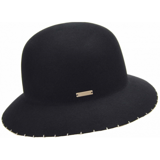 Adele Black Felt Cloche Hat - Seeberger