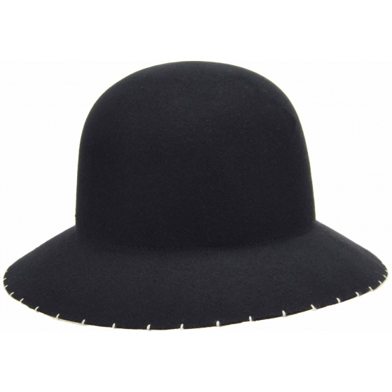 Adele Black Felt Cloche Hat - Seeberger