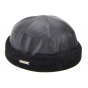 Black Leather Docker Beanie - Seeberger