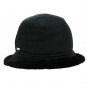 Black Sheepskin Leather Bucket Hat - Traclet