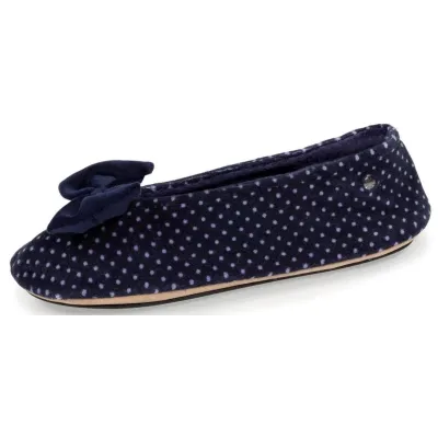 Women's Polka Dot Bow Navy Ballet Slippers - Isotoner  Reference: 19041| Traclet Hat Shop