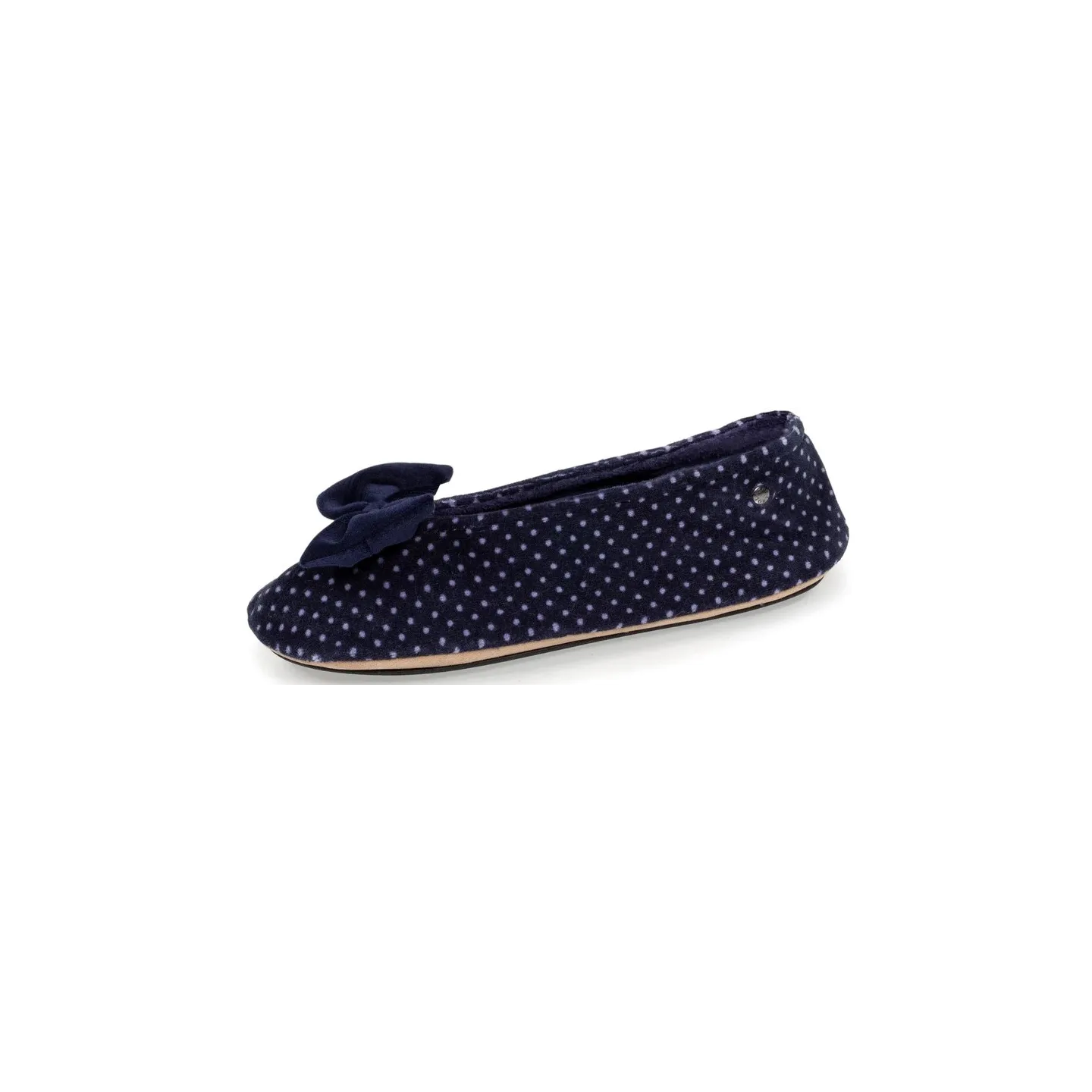 Chaussons Ballerines Femme Pois Nœud Marine - Isotoner