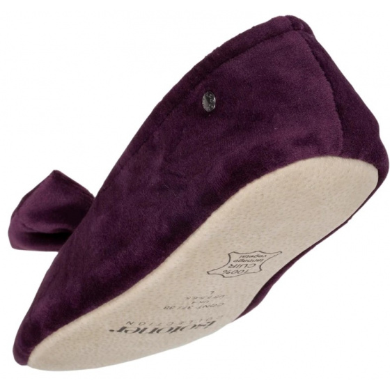 Chaussons Ballerines Femme Nœud Aubergine - Isotoner
