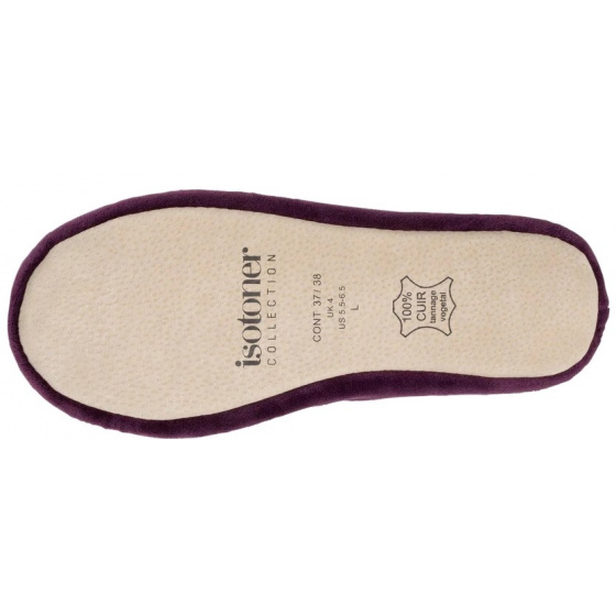 Chaussons Ballerines Femme Nœud Aubergine - Isotoner