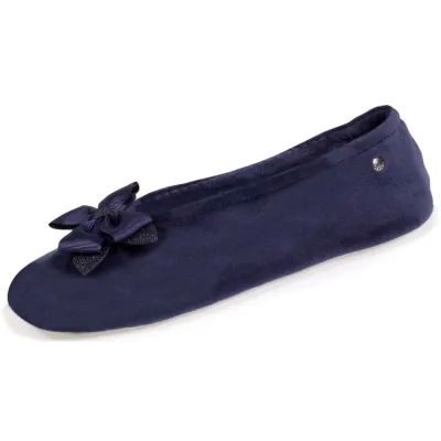 Chaussons Ballerines Femme Nœud Marine - Isotoner réf 14484 - chapellerie Traclet