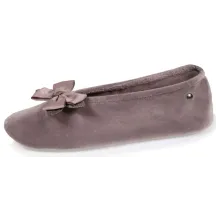 Chaussons Ballerines Femme Nœud Taupe - Isotoner réf 14481 - chapellerie Traclet