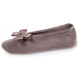 Chaussons Ballerines Femme Nœud Taupe - Isotoner