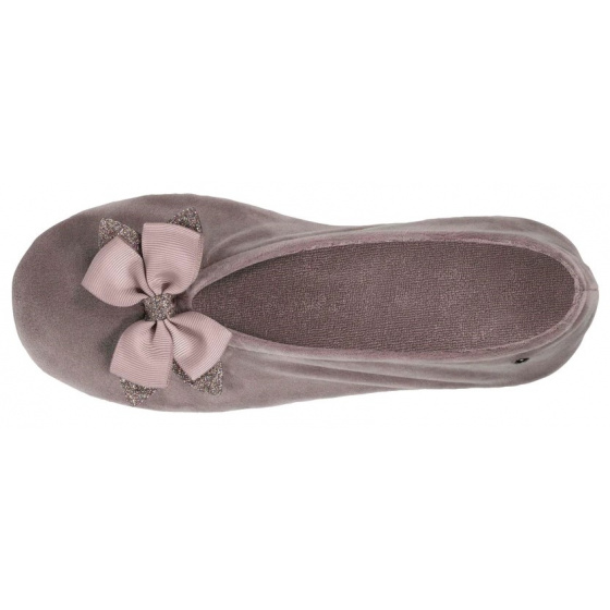 Women's Taupe Bow Ballet Slippers - Isotoner