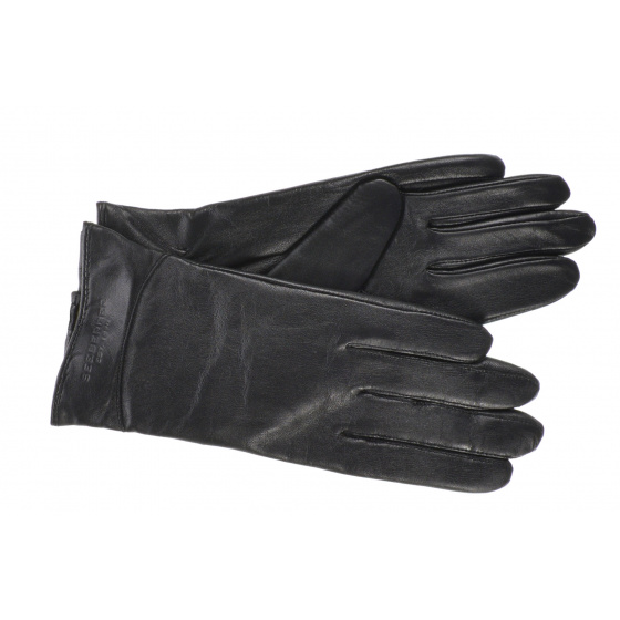 Women's Black Sheepskin Leather Gloves - Seeberger