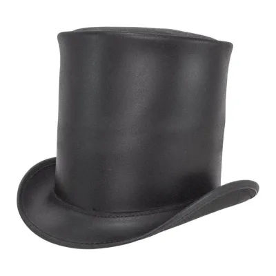 Chapeau haut de forme 17cm Cuir Noir - American Hat makers