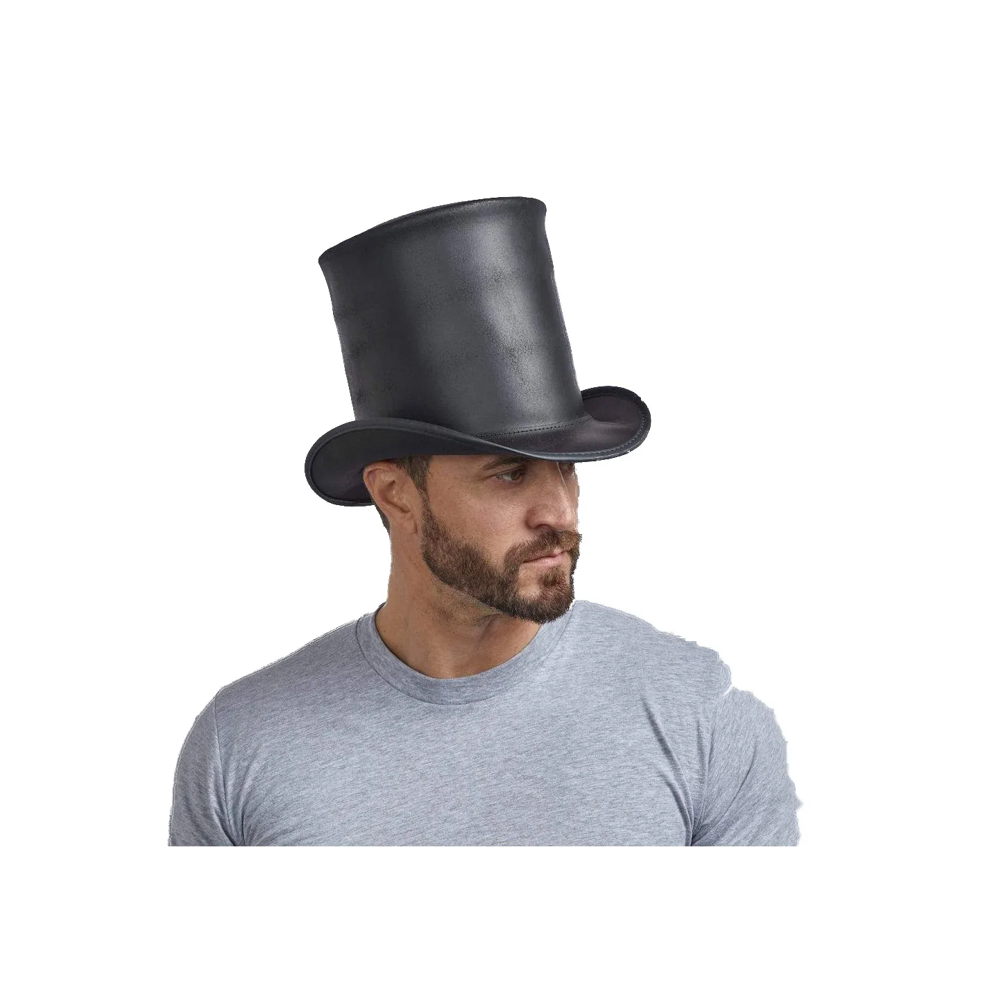 17cm Black Leather Top Hat - American Hat Makers Reference: 19060 | Traclet Hatmakers