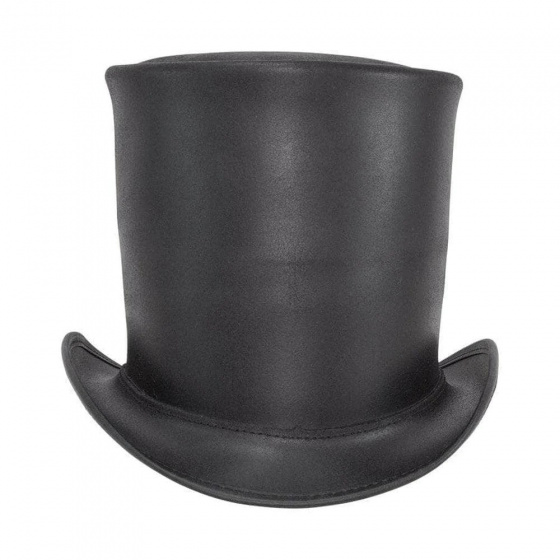 Chapeau Haut De Forme 17cm Cuir Noir - American Hat makers