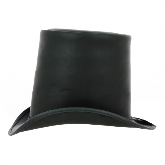 Chapeau Haut De Forme 17cm Cuir Noir - American Hat makers