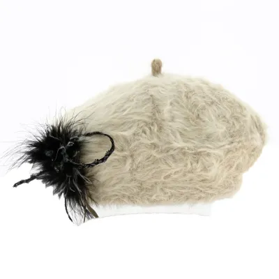 Beige Charm Angora Beret - Traclet Reference: 19068 | Traclet Hat Shop