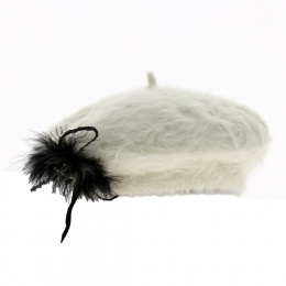 Cream Charme Angora Beret - Traclet