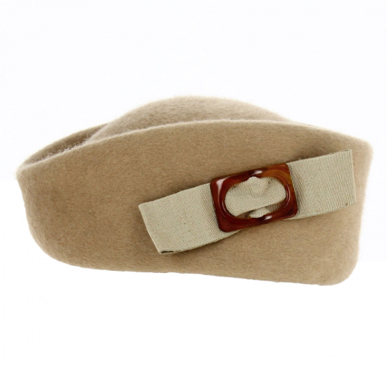 Caroline Wool Beige Military Cap - Traclet