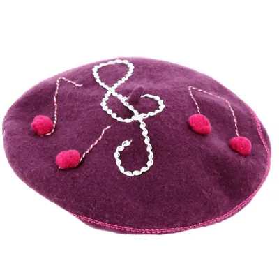 Béret Basque Création Musique Clé de sol Laine - Traclet Reference : 19081 | Chapellerie Traclet