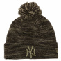 Khaki and Black Yankees Marl Pompom Beanie - New Era