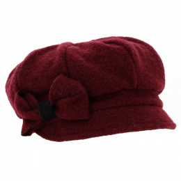 Burgundy Wool Zabou Newsboy Cap - Traclet