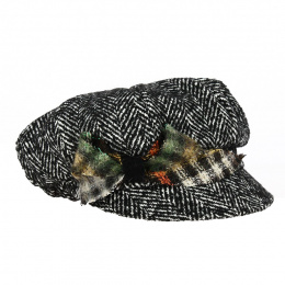Grey Wool Flower Newsboy Cap - Traclet