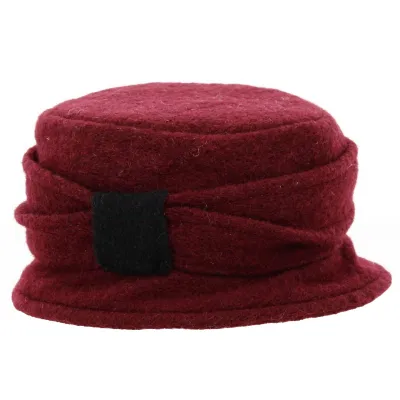 Toque Justine Laine Bordeaux - Traclet Reference : 19103 | Chapellerie Traclet