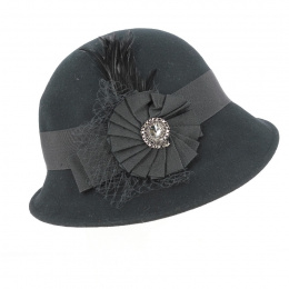 Martine Wool Cloche Hat Black - Traclet