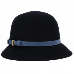 Martine Cloche Hat Black Wool - Traclet
