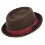 Marcel Porkpie Hat Brown Felt - Traclet
