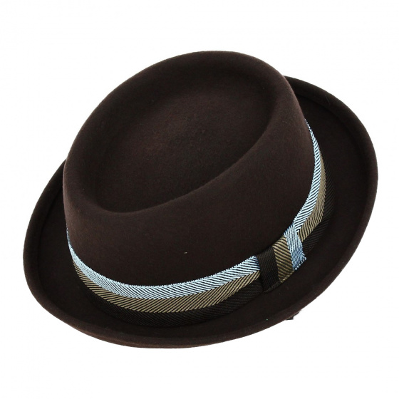 Marcel Porkpie Hat Brown Felt - Traclet