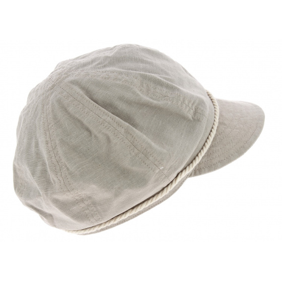 Beige Patchwork Cotton Newsboy Cap - Traclet