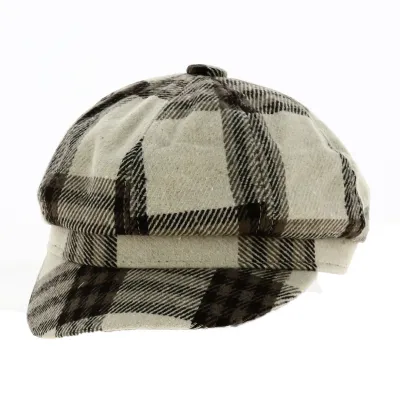 Beige Patchwork Cotton Newsboy Cap - Traclet Reference: 19113 | Traclet Hat Shop