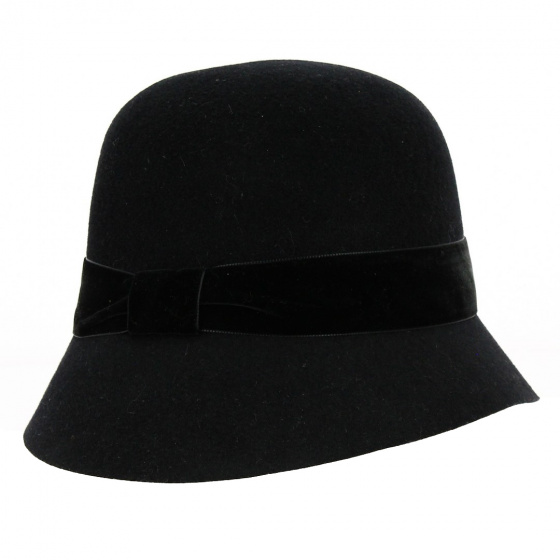 Wool Felt & Velvet Cloche Hat - Kopka