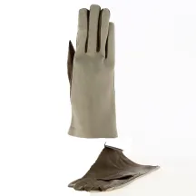 Gants Cuir Doublé Soie Beige & Marron - Traclet Référence : 19119 | Chapellerie Traclet