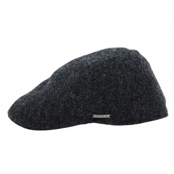 Grey Herringbone Wool Texas Brushed Cap - Stetson