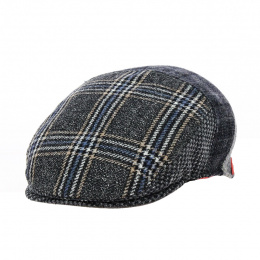 Stephane Patchwork Wool Blue Flat Cap - Marone