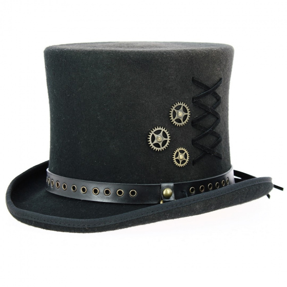 Black Velvet Chevron Top Hat - Alfonso d'este