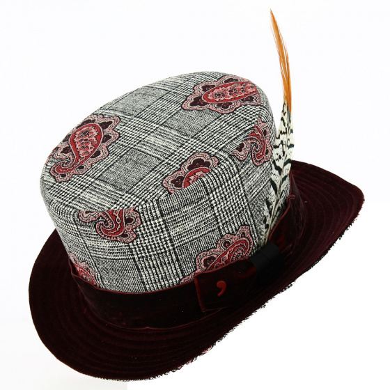 Haut de forme Chevrons Velours Noir - Alfonso d'este