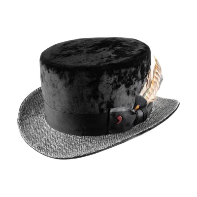 Black Velvet Chevron Top Hat - Alfonso d'este Reference: 19145