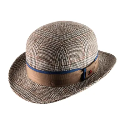Chapeau melon Laine Carreaux Marron - Alfonso d'Este Reference : 19146 | Chapellerie Traclet