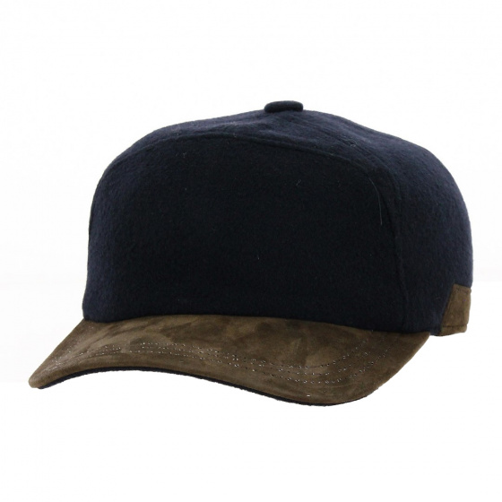 Navy Wool Baseball Cap with Ear Flaps - Alfonso d'este