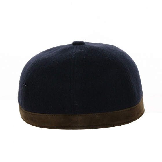 Navy Wool Baseball Cap with Ear Flaps - Alfonso d'este