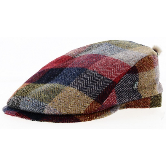 Checkered Flat Relax Cap Donegal Tweed Wool - City Sport Checkered Flat Relax Cap Donegal Tweed Wool - City Sport