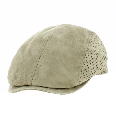 Lino Leather Flat Cap Beige - Fléchet Reference: 19160 | Traclet Hat Shop