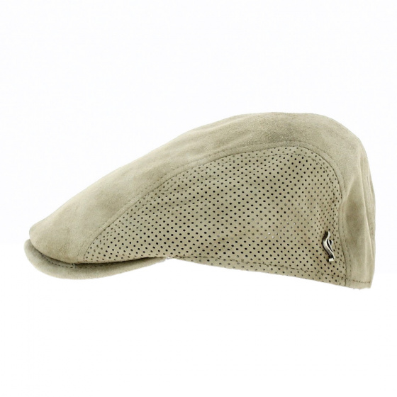 Casquette Plate Lino Cuir Beige - Fléchet