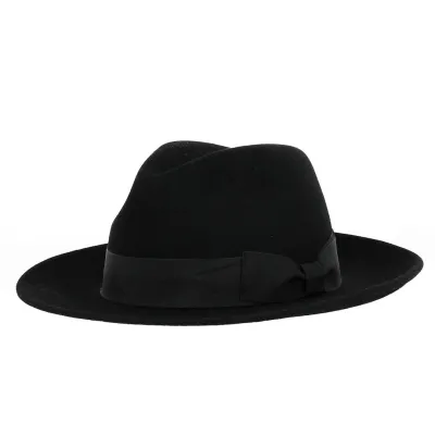 Black Fur Felt Lincoln Fedora Hat - Traclet Reference: 19162 | Traclet Hatmakers