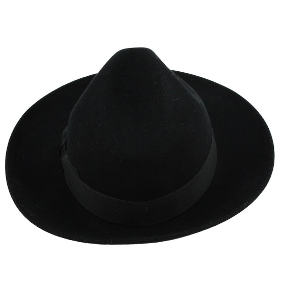 Black Fur Felt Lincoln Fedora Hat - Traclet