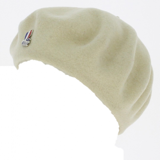 Cream Beret with French Rugby XV pin - Laulhère