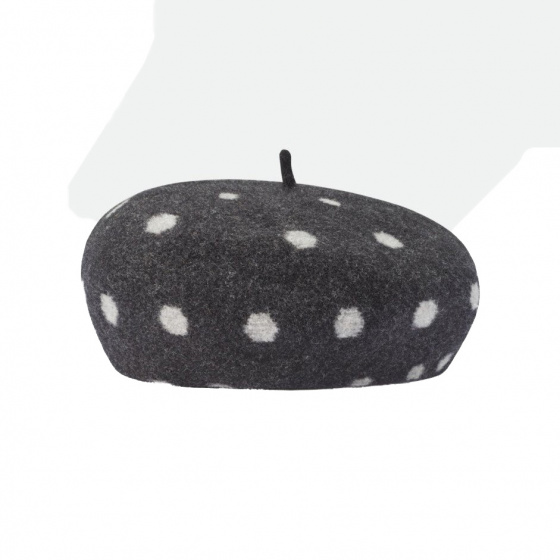 Audrey Black Wool Polka Dot Beret - Brixton