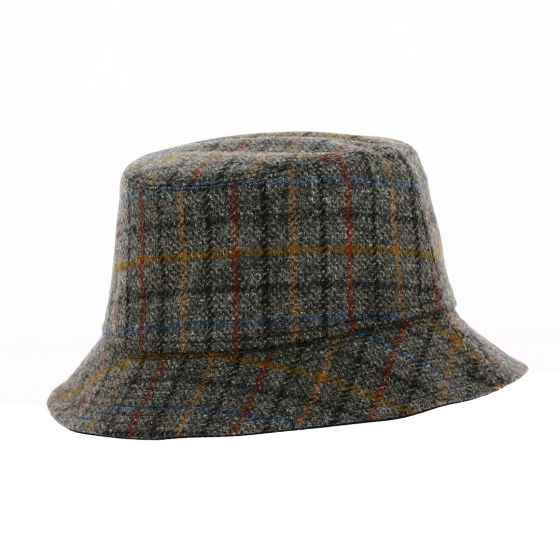Reversible Bucket Hat Clipper Gray Check Wool - Traclet